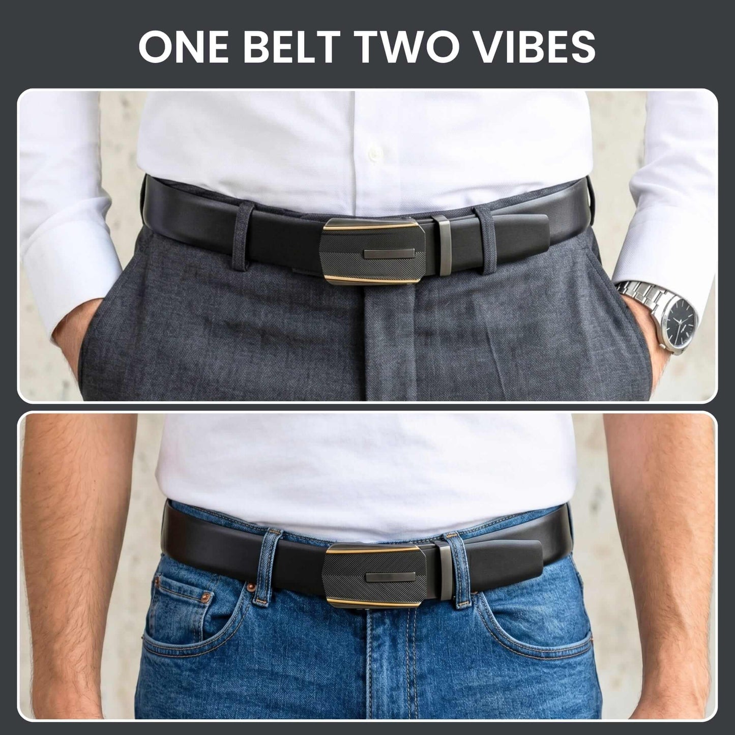 Mens 100% Genuine Leather Belt - VELARO Smooth Matte, REGALIX Textured Auto-Lock Buckle (Black & Brown Reversible) — Leather Belts for Men | THE MEN THING