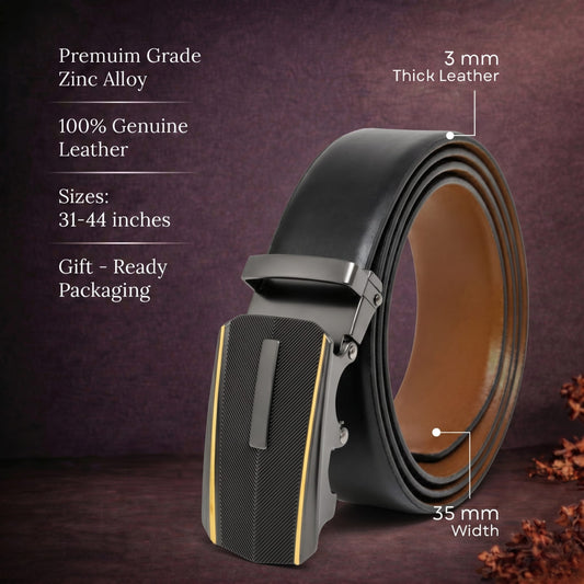THE MEN THING Leather Belts Mens Genuine Leather Belt | 2 in 1 Reversible (Black & Brown) (1 Pc.) - VELARO