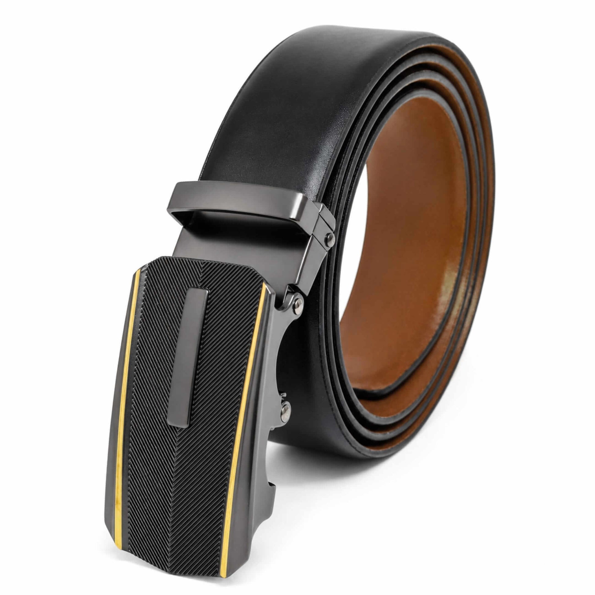 Mens 100% Genuine Leather Belt - VELARO Smooth Matte, REGALIX Textured Auto-Lock Buckle (Black & Brown Reversible) — Leather Belts for Men | THE MEN THING