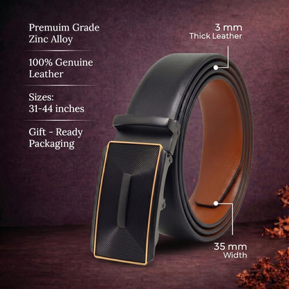 THE MEN THING Leather Belts Mens Genuine Leather Belt | 2 in 1 Reversible (Black & Brown) (1 Pc.) - VELARO