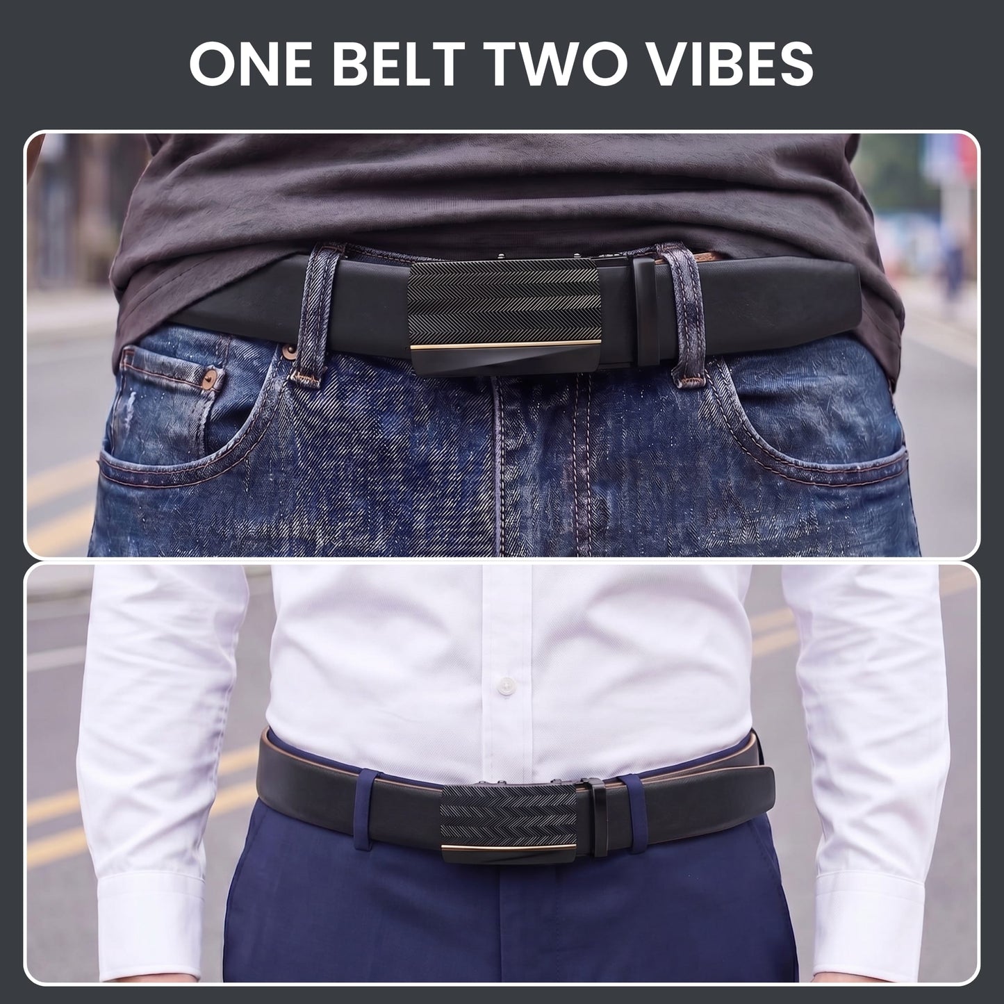 THE MEN THING Leather Belts Mens Genuine Leather Belt | 2 in 1 Reversible (Black & Brown) (1 Pc.) - VELARO