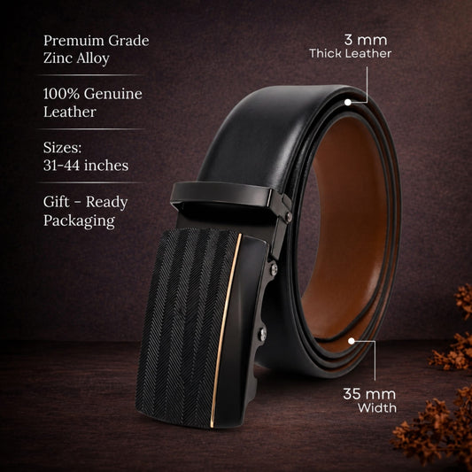 THE MEN THING Leather Belts Mens Genuine Leather Belt | 2 in 1 Reversible (Black & Brown) (1 Pc.) - VELARO