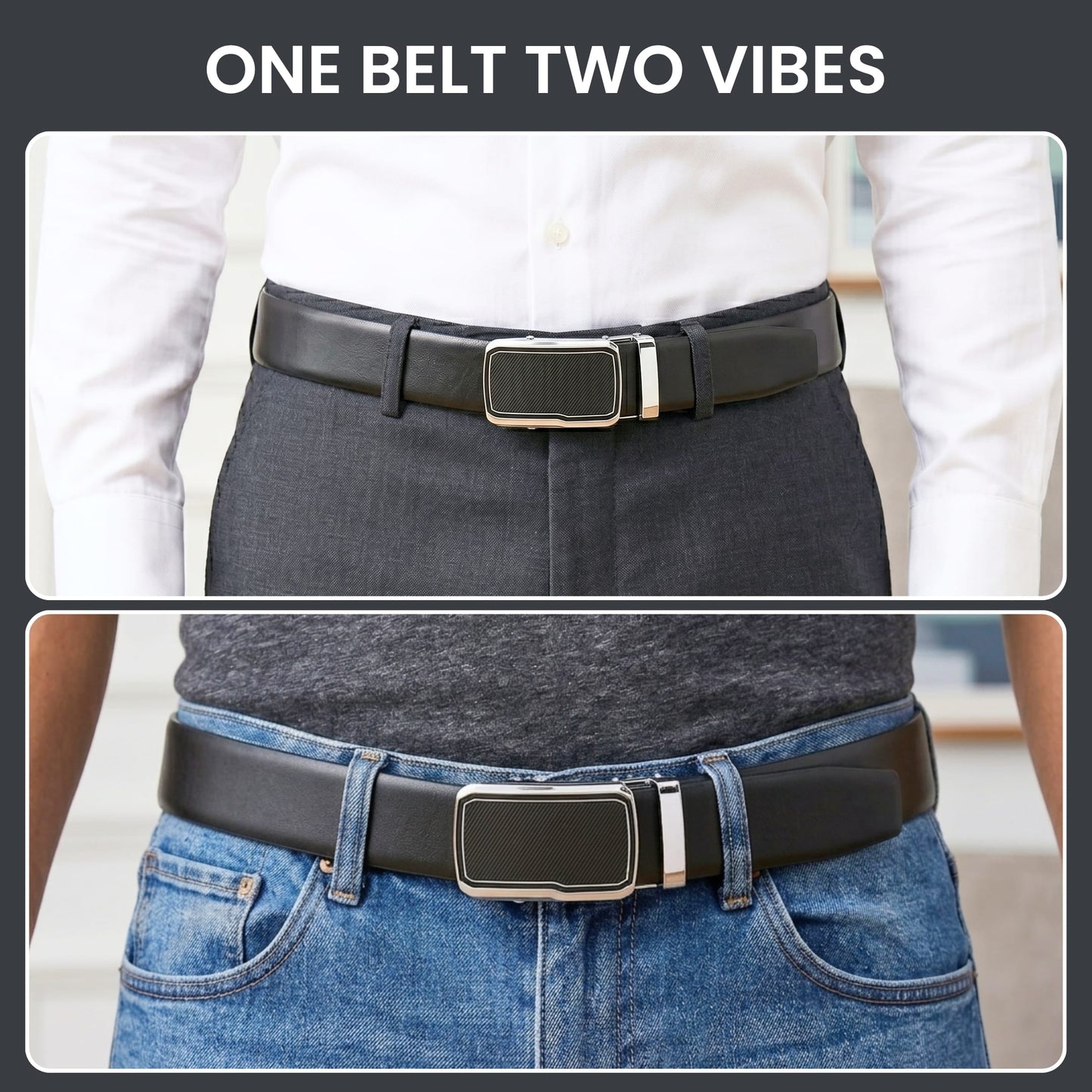 THE MEN THING Leather Belts Mens Genuine Leather Belt | 2 in 1 Reversible (Black & Brown) (1 Pc.) - VELARO