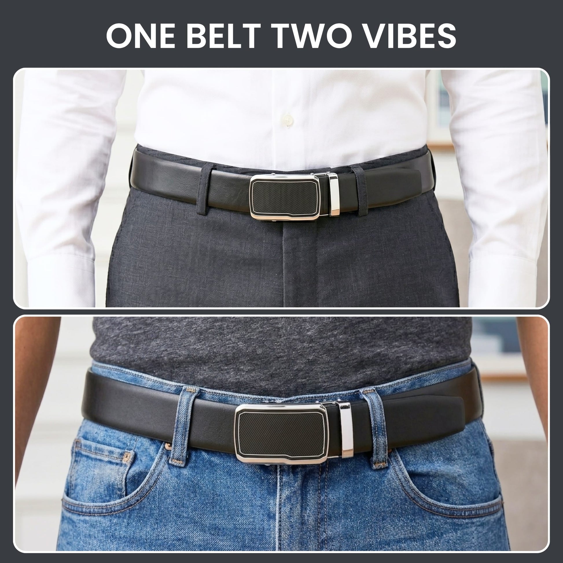 THE MEN THING Leather Belts Mens Genuine Leather Belt | 2 in 1 Reversible (Black & Brown) (1 Pc.) - VELARO