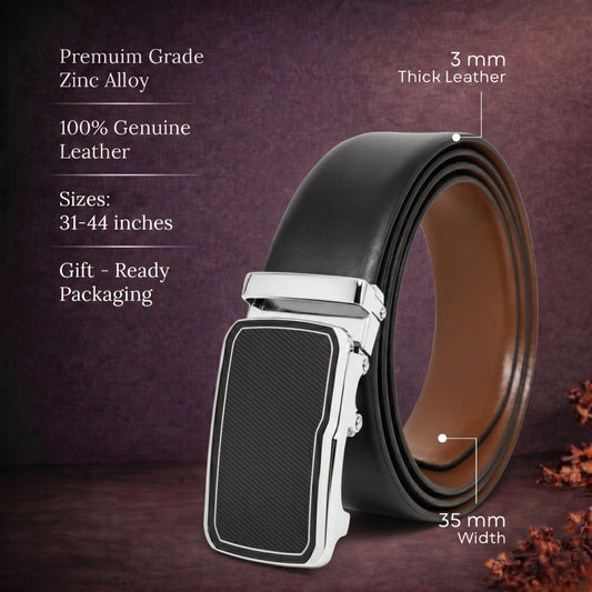 THE MEN THING Leather Belts Mens Genuine Leather Belt | 2 in 1 Reversible (Black & Brown) (1 Pc.) - VELARO