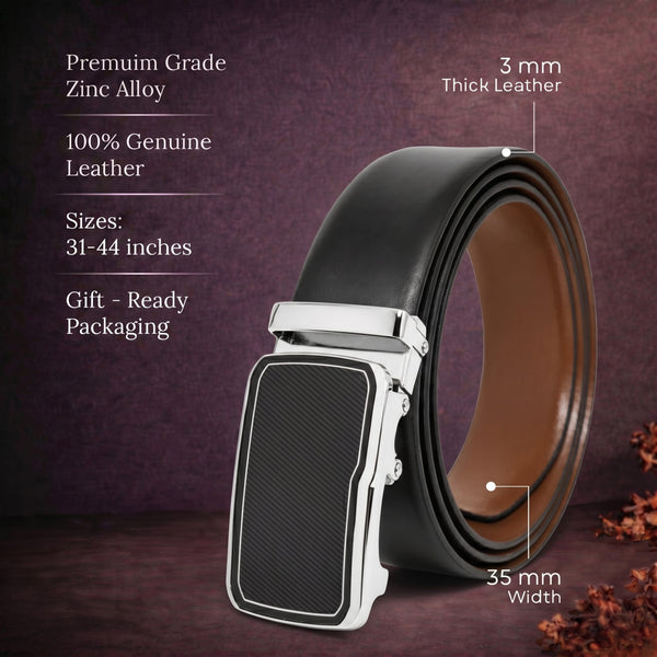 Mens Genuine Leather Belt | 2 in 1 Reversible (Black & Brown) (1 Pc.) - VELARO