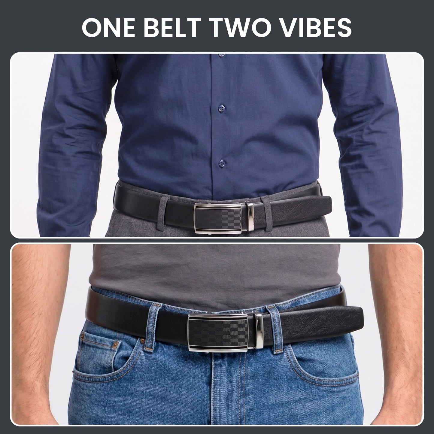 THE MEN THING Leather Belts Mens Genuine Leather Belt | 2 in 1 Reversible (Black & Brown) (1 Pc.) - VELARO-ARKON