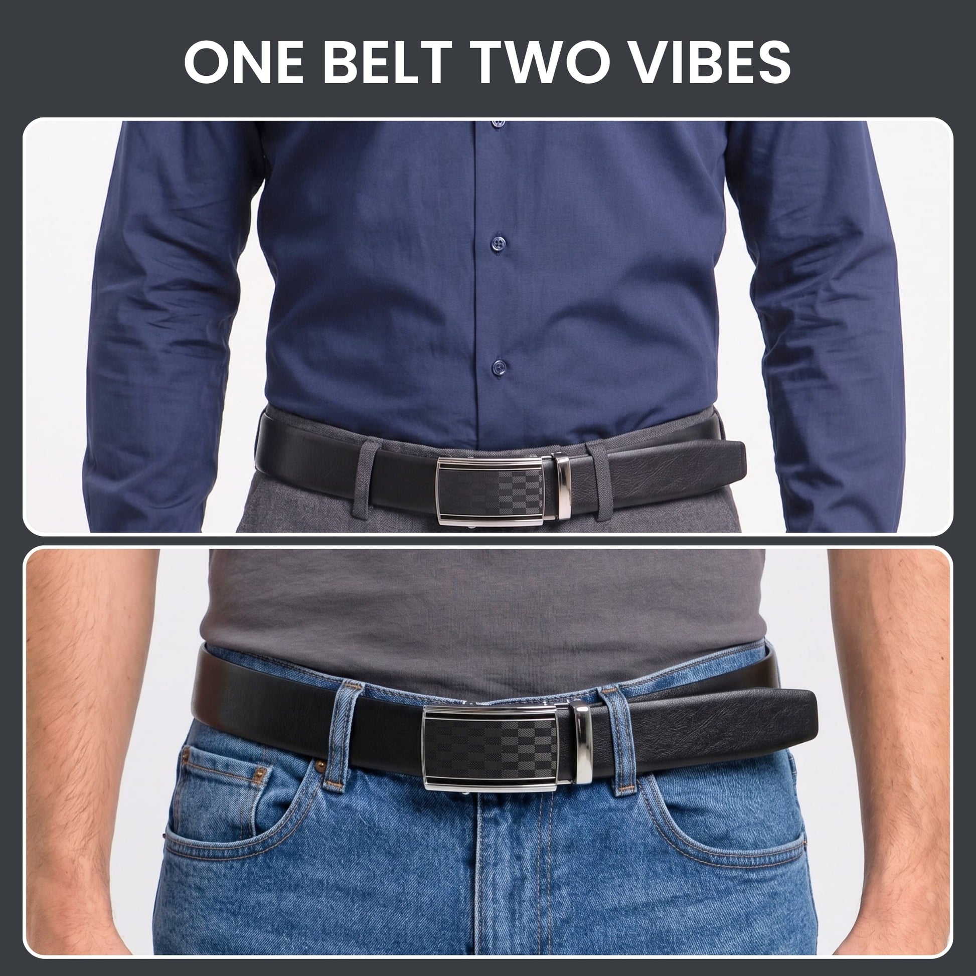 THE MEN THING Leather Belts Mens Genuine Leather Belt | 2 in 1 Reversible (Black & Brown) (1 Pc.) - VELARO-ARKON