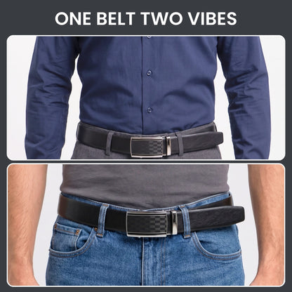 THE MEN THING Leather Belts Mens Genuine Leather Belt | 2 in 1 Reversible (Black & Brown) (1 Pc.) - VELARO-ARKON