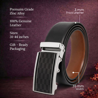 THE MEN THING Leather Belts Mens Genuine Leather Belt | 2 in 1 Reversible (Black & Brown) (1 Pc.) - VELARO-ARKON