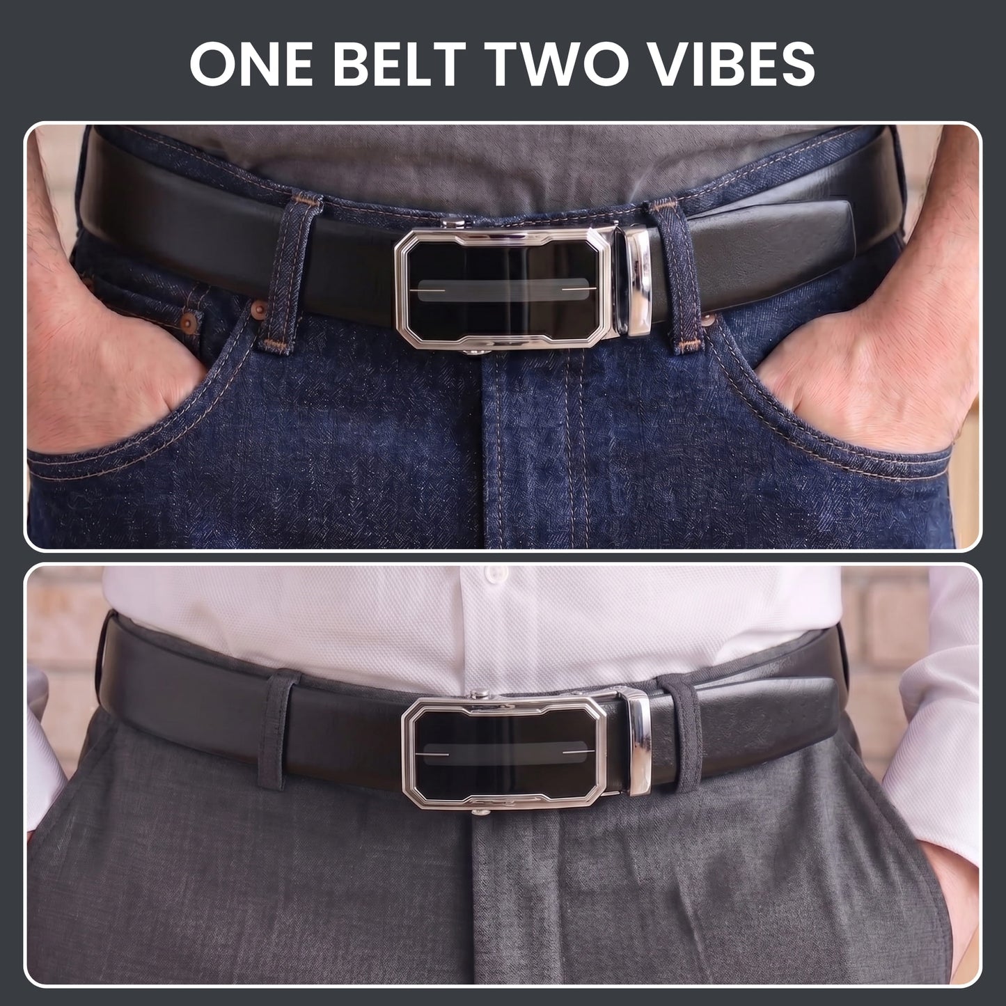 THE MEN THING Leather Belts Mens Genuine Leather Belt | 2 in 1 Reversible (Black & Brown) (1 Pc.) - VELARO - AVENZO