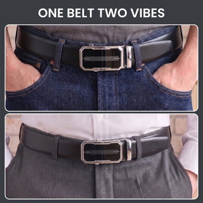 THE MEN THING Leather Belts Mens Genuine Leather Belt | 2 in 1 Reversible (Black & Brown) (1 Pc.) - VELARO - AVENZO