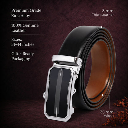 THE MEN THING Leather Belts Mens Genuine Leather Belt | 2 in 1 Reversible (Black & Brown) (1 Pc.) - VELARO - AVENZO