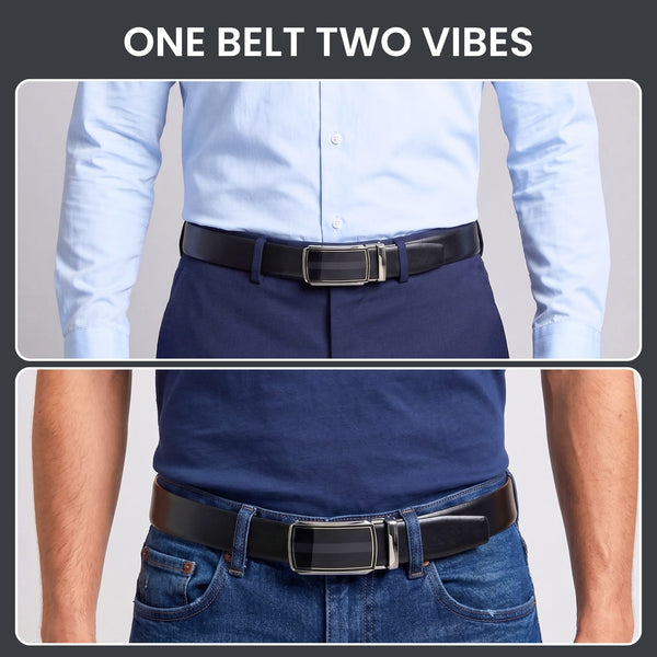 Mens Genuine Leather Belt | 2 in 1 Reversible (Black & Brown) (1 Pc.) - VELARO - KLYNT