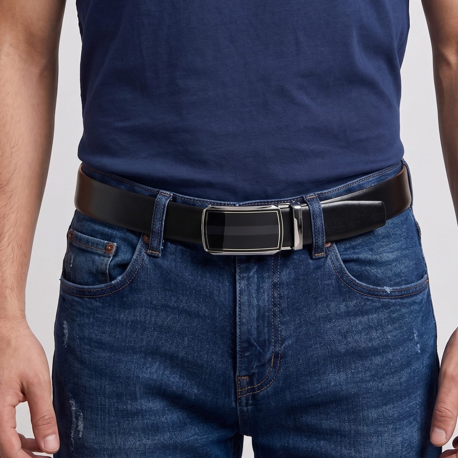 THE MEN THING Leather Belts Mens Genuine Leather Belt | 2 in 1 Reversible (Black & Brown) (1 Pc.) - VELARO - KLYNT