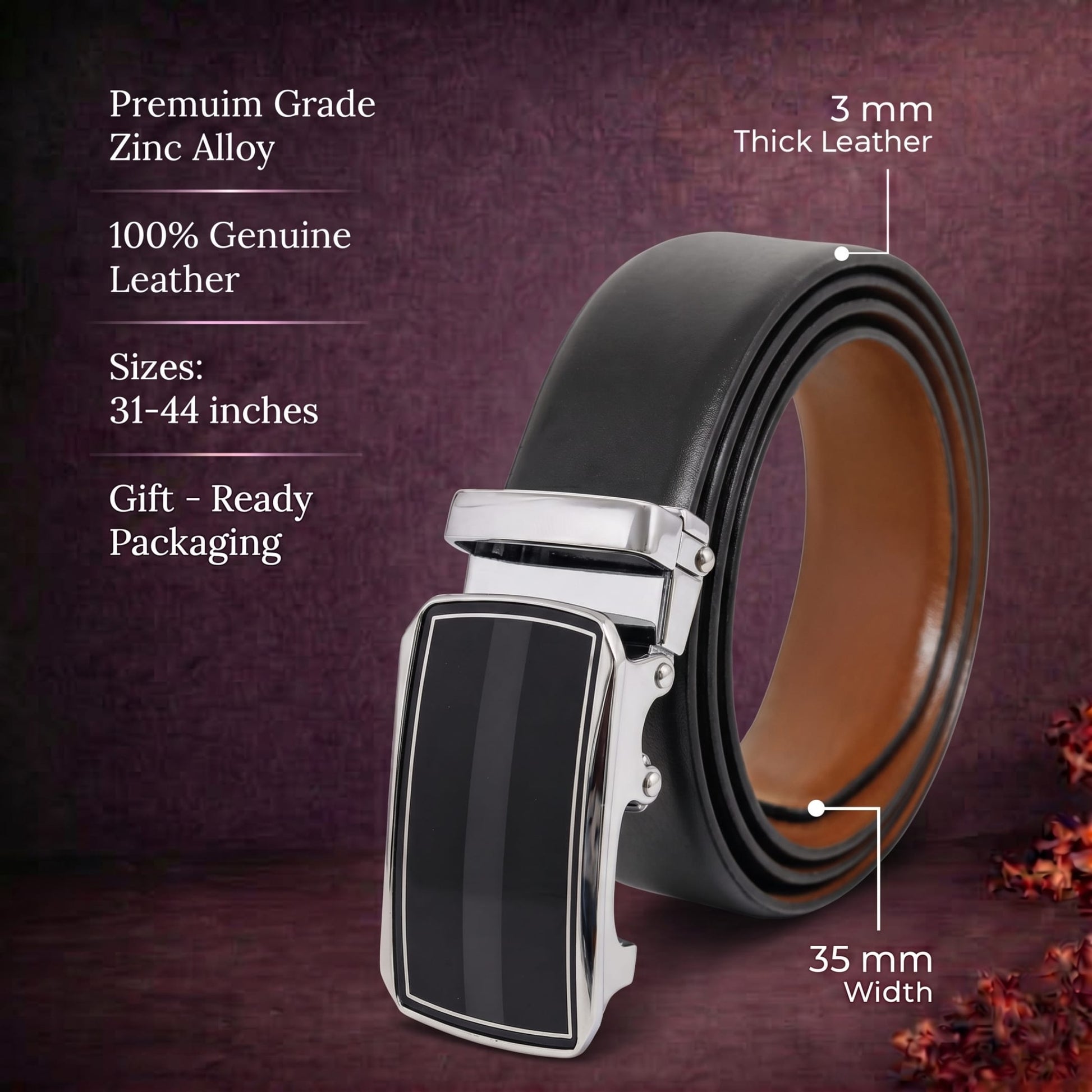 THE MEN THING Leather Belts Mens Genuine Leather Belt | 2 in 1 Reversible (Black & Brown) (1 Pc.) - VELARO - KLYNT