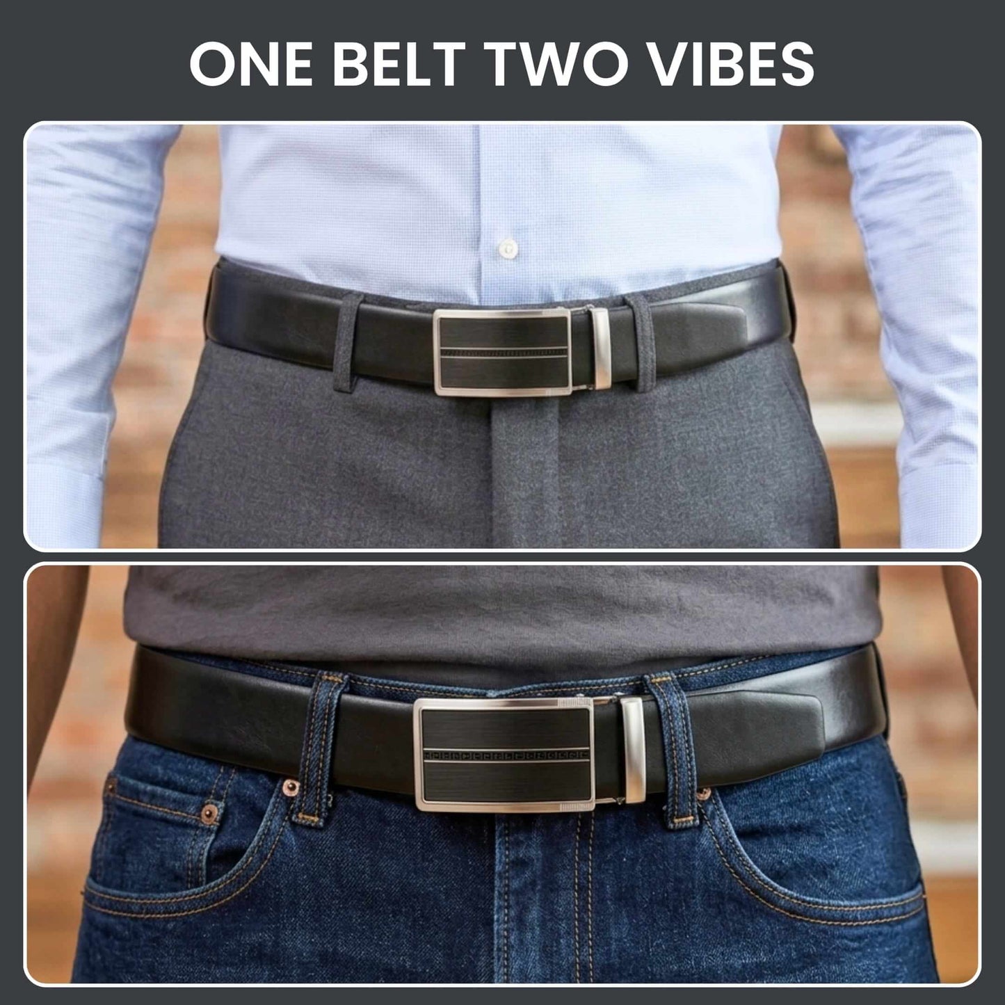 Mens Genuine Leather Belt | 2 in 1 Reversible (Black & Brown) (1 Pc.) - VELARO - KRONIQ — Leather Belts for Men | THE MEN THING