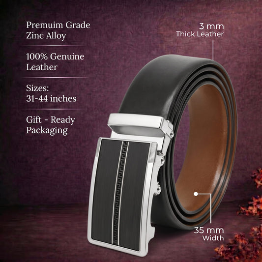 Mens Genuine Leather Belt | 2 in 1 Reversible (Black & Brown) (1 Pc.) - VELARO - KRONIQ — Leather Belts for Men | THE MEN THING