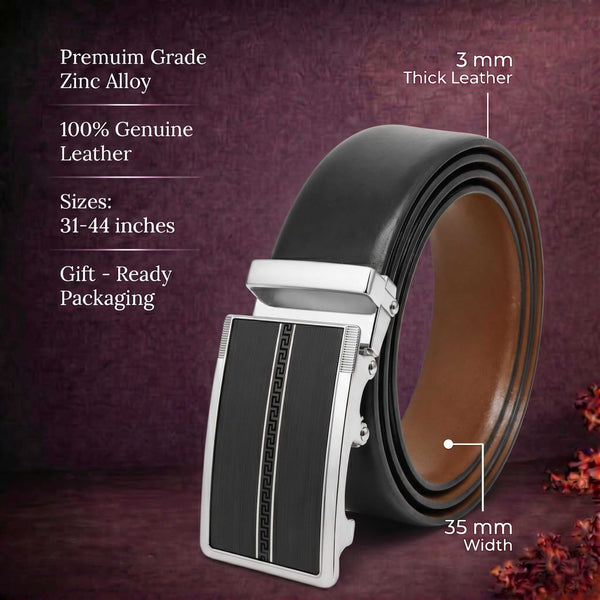 Mens Genuine Leather Belt | 2 in 1 Reversible (Black & Brown) (1 Pc.) - VELARO - KRONIQ