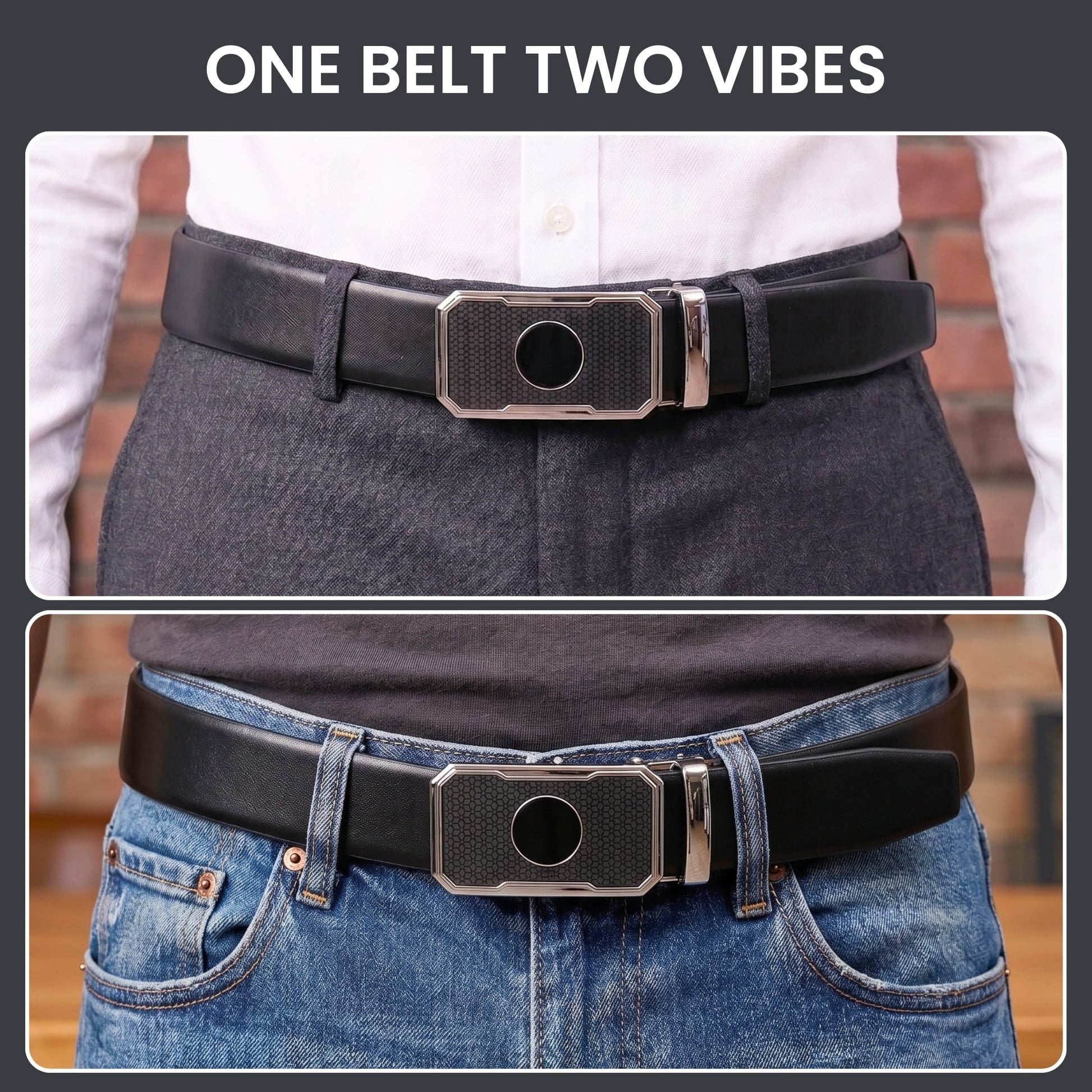 THE MEN THING Leather Belts Mens Genuine Leather Belt | 2 in 1 Reversible (Black & Brown) (1 Pc.) - VELARO - MONTREX