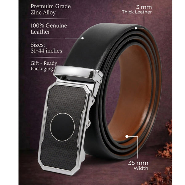 Mens Genuine Leather Belt | 2 in 1 Reversible (Black & Brown) (1 Pc.) - VELARO - MONTREX