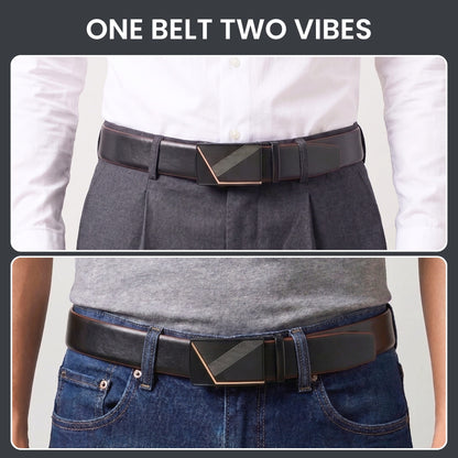 THE MEN THING Leather Belts Mens Genuine Leather Belt | 2 in 1 Reversible (Black & Brown) (1 Pc.) - VELARO - NOCTIS