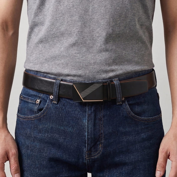 Mens Genuine Leather Belt | 2 in 1 Reversible (Black & Brown) (1 Pc.) - VELARO - NOCTIS