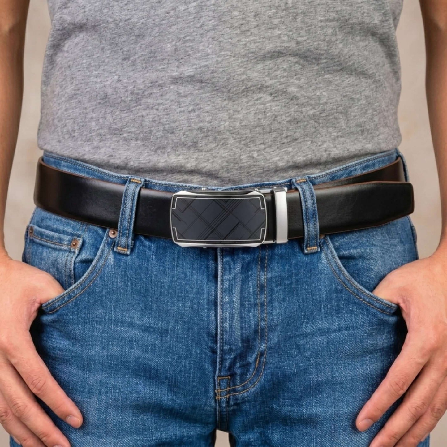 Mens Genuine Leather Belt | 2 in 1 Reversible (Black & Brown) (1 Pc.) - VELARO - ORLUX — Leather Belts for Men | THE MEN THING