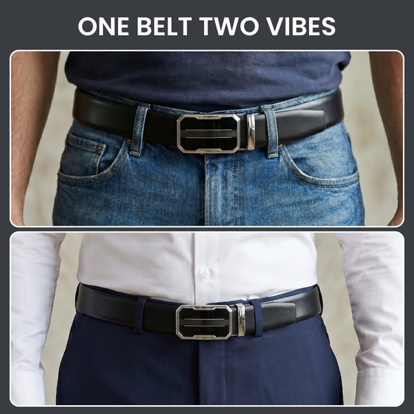 Mens Genuine Leather Belt | 2 in 1 Reversible (Black & Brown) (1 Pc.) - VELARO-OVRIS