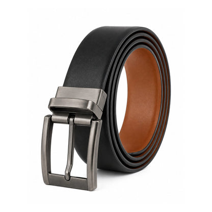 THE MEN THING Leather Belts Mens Genuine Leather Belt | 2 in 1 Reversible (Black & Brown) (1 Pc.) - VELARO -PIVOT