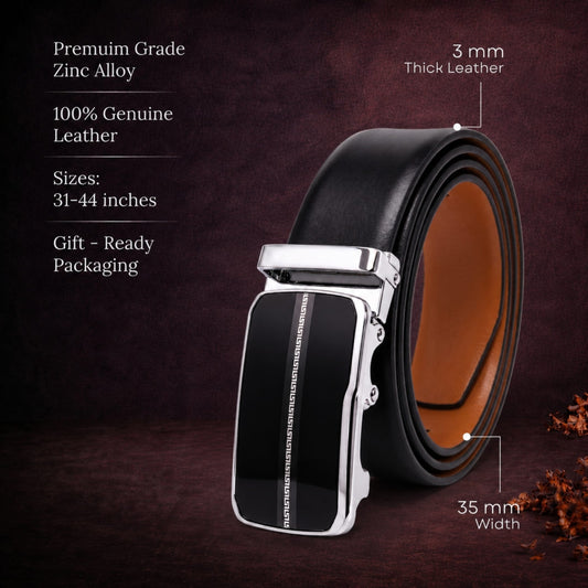 THE MEN THING Leather Belts Mens Genuine Leather Belt | 2 in 1 Reversible (Black & Brown) (1 Pc.) - VELARO-ROYVIC