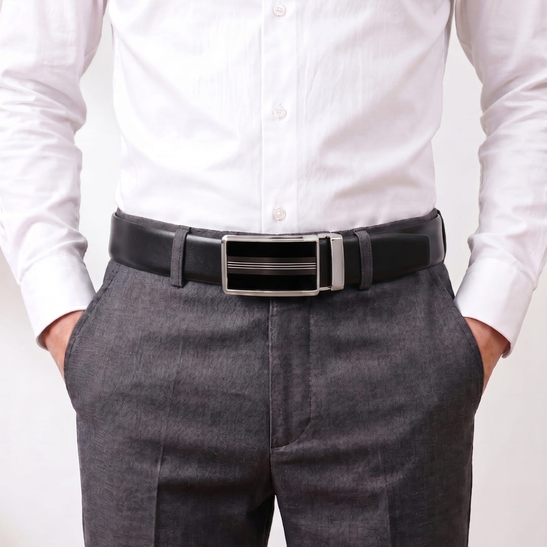 THE MEN THING Leather Belts Mens Genuine Leather Belt | 2 in 1 Reversible (Black & Brown) (1 Pc.) - VELARO - TREVION