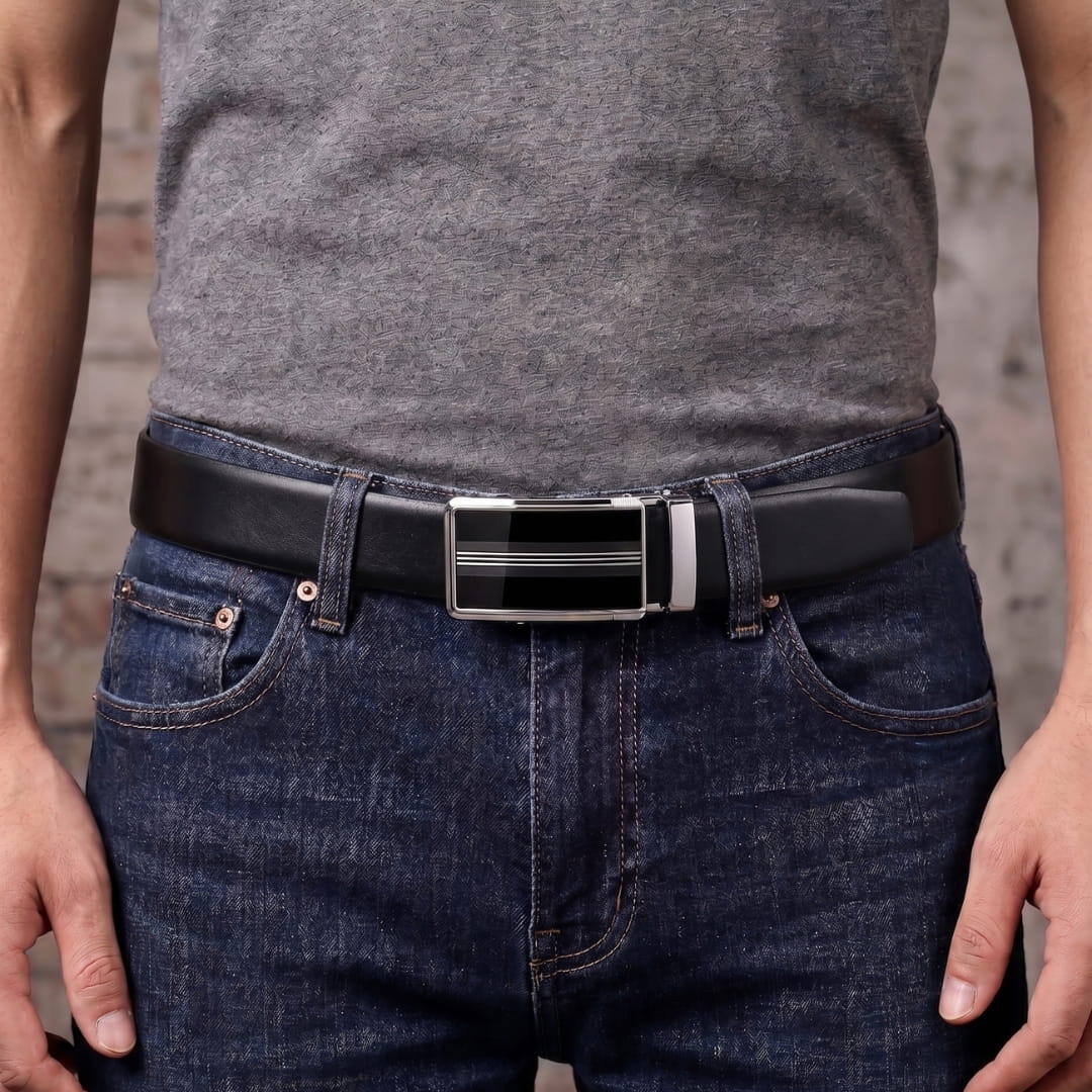 THE MEN THING Leather Belts Mens Genuine Leather Belt | 2 in 1 Reversible (Black & Brown) (1 Pc.) - VELARO - TREVION