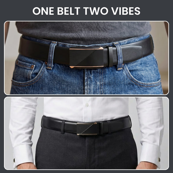 Mens Genuine Leather Belt | 2 in 1 Reversible (Black & Brown) (1 Pc.) - VELARO -TRION