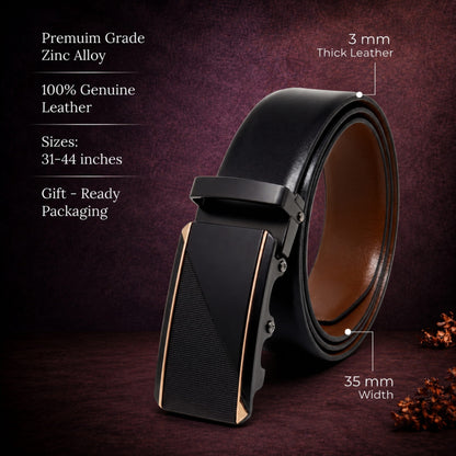 THE MEN THING Leather Belts Mens Genuine Leather Belt | 2 in 1 Reversible (Black & Brown) (1 Pc.) - VELARO -TRION