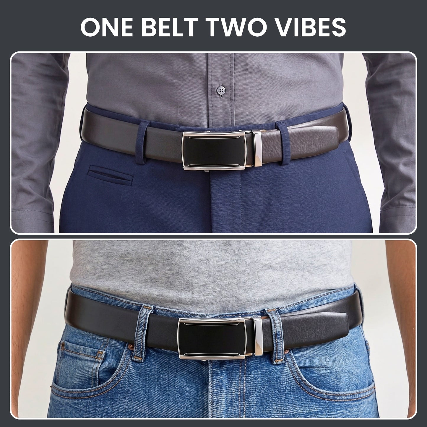 THE MEN THING Leather Belts Mens Genuine Leather Belt | 2 in 1 Reversible (Black & Brown) (1 Pc.) - VELARO - VELMIR
