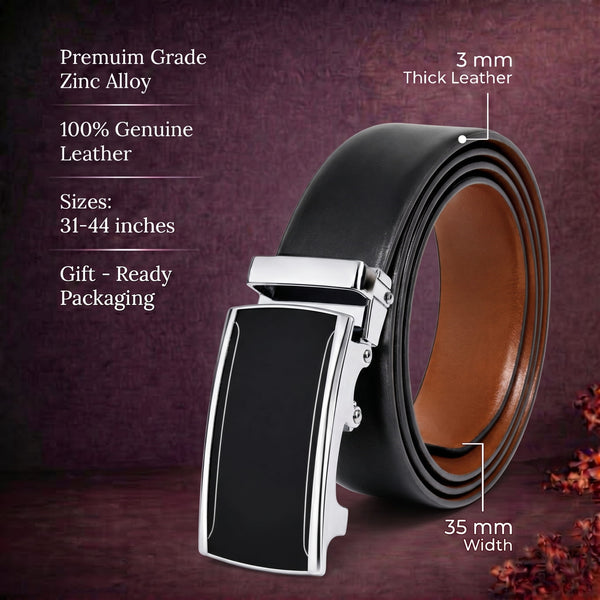 Mens Genuine Leather Belt | 2 in 1 Reversible (Black & Brown) (1 Pc.) - VELARO - VELMIR