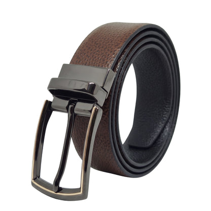THE MEN THING Leather Belts Mens Genuine Leather Belt | 2 in 1 Reversible (Brown & Black) (1 Pc.) - LUXORIC