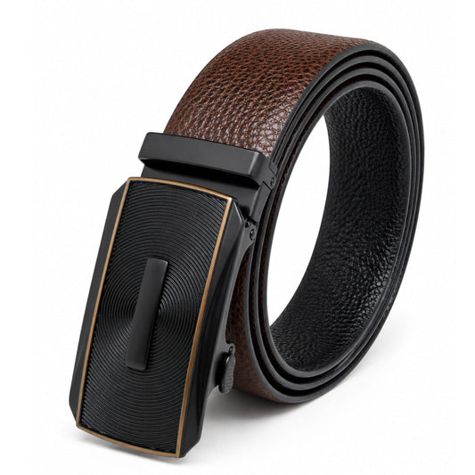THE MEN THING Leather Belts Mens Genuine Leather Belt | 2 in 1 Reversible (Brown & Black) (1 Pc.) - LUXORIC