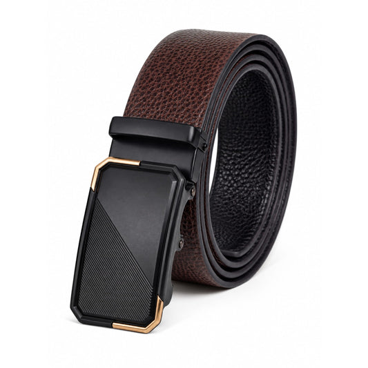 THE MEN THING Leather Belts Mens Genuine Leather Belt | 2 in 1 Reversible (Brown & Black) (1 Pc.) - LUXORIC