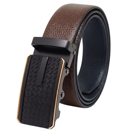 THE MEN THING Leather Belts Mens Genuine Leather Belt | 2 in 1 Reversible (Brown & Black) (1 Pc.) - LUXORIC