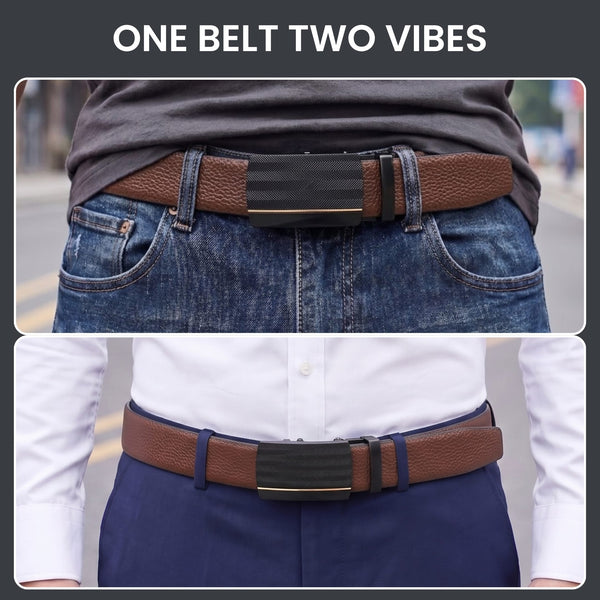 Mens Genuine Leather Belt | 2 in 1 Reversible (Brown & Black) (1 Pc.) - LUXORIC