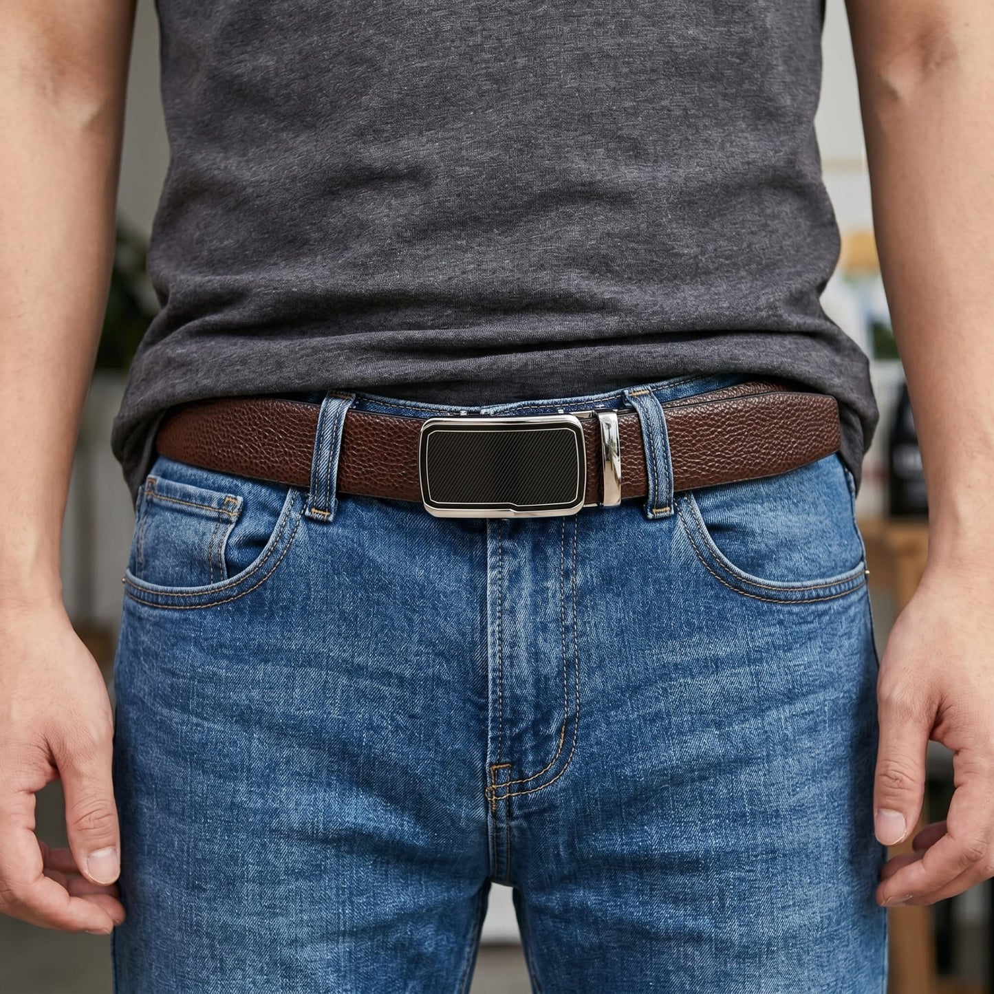 THE MEN THING Leather Belts Mens Genuine Leather Belt | 2 in 1 Reversible (Brown & Black) (1 Pc.) - LUXORIC