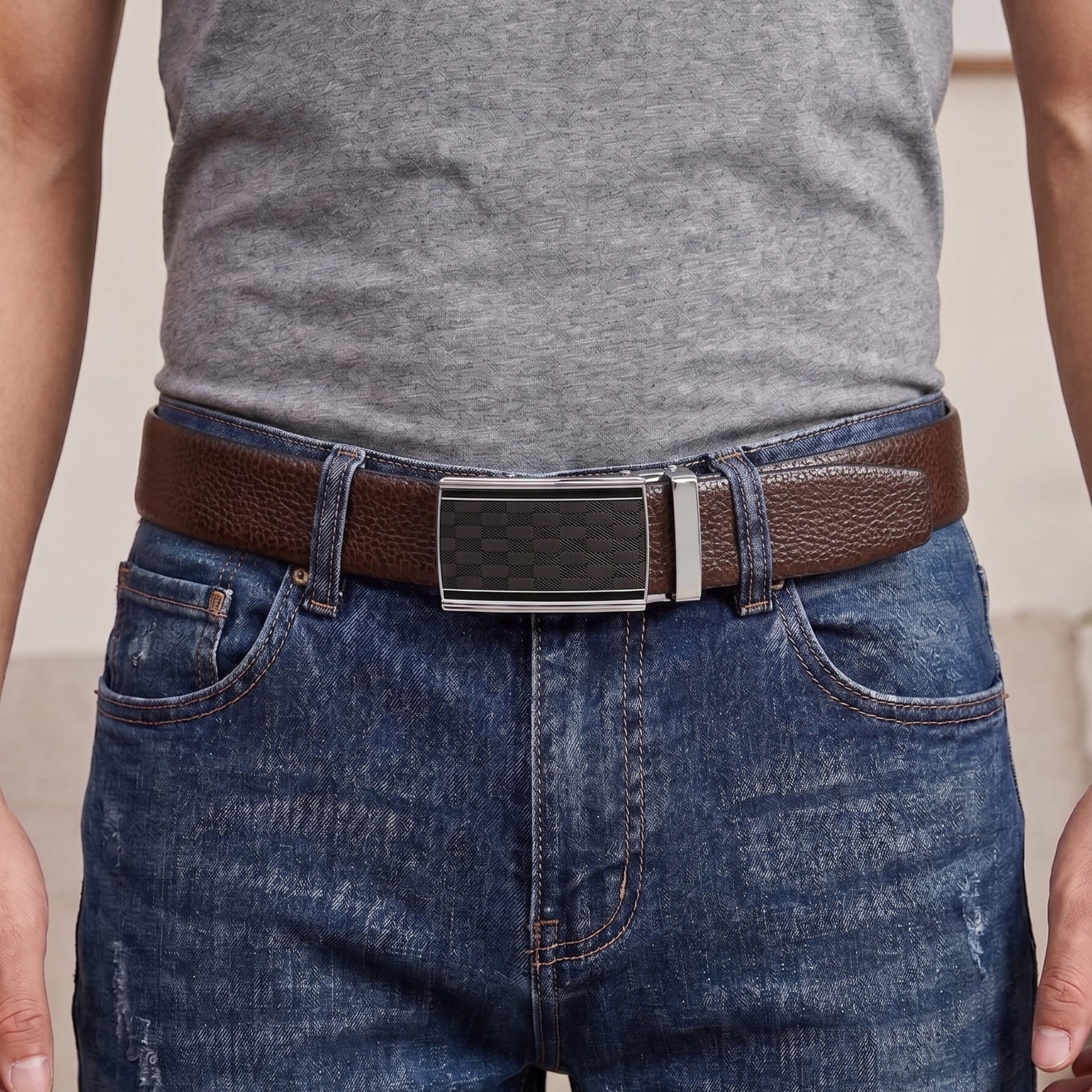 THE MEN THING Leather Belts Mens Genuine Leather Belt | 2 in 1 Reversible (Brown & Black) (1 Pc.) - LUXORIC-ARKON