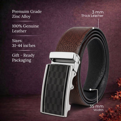THE MEN THING Leather Belts Mens Genuine Leather Belt | 2 in 1 Reversible (Brown & Black) (1 Pc.) - LUXORIC-ARKON