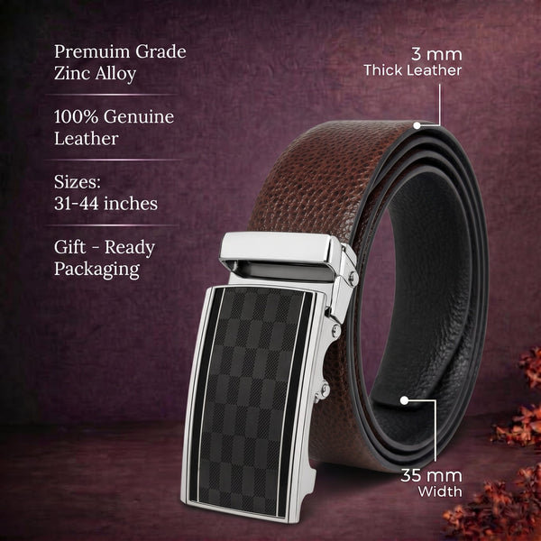 Mens Genuine Leather Belt | 2 in 1 Reversible (Brown & Black) (1 Pc.) - LUXORIC-ARKON