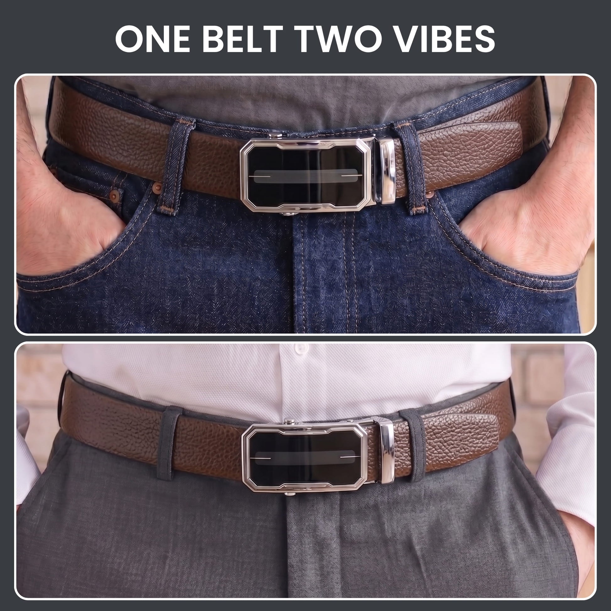 THE MEN THING Leather Belts Mens Genuine Leather Belt | 2 in 1 Reversible (Brown & Black) (1 Pc.) - LUXORIC - AVENZO