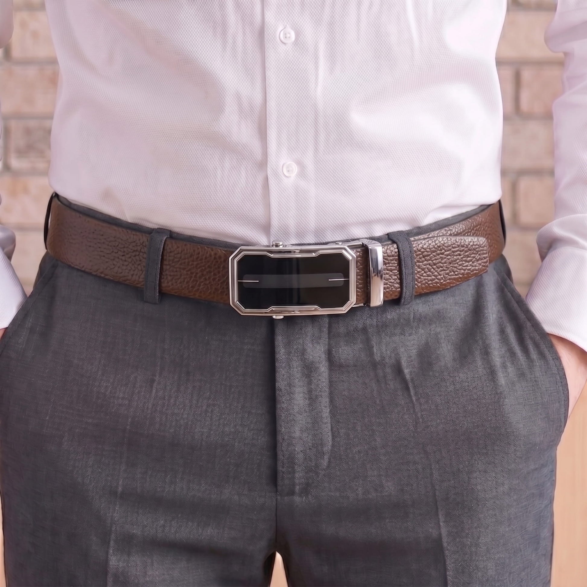 THE MEN THING Leather Belts Mens Genuine Leather Belt | 2 in 1 Reversible (Brown & Black) (1 Pc.) - LUXORIC - AVENZO