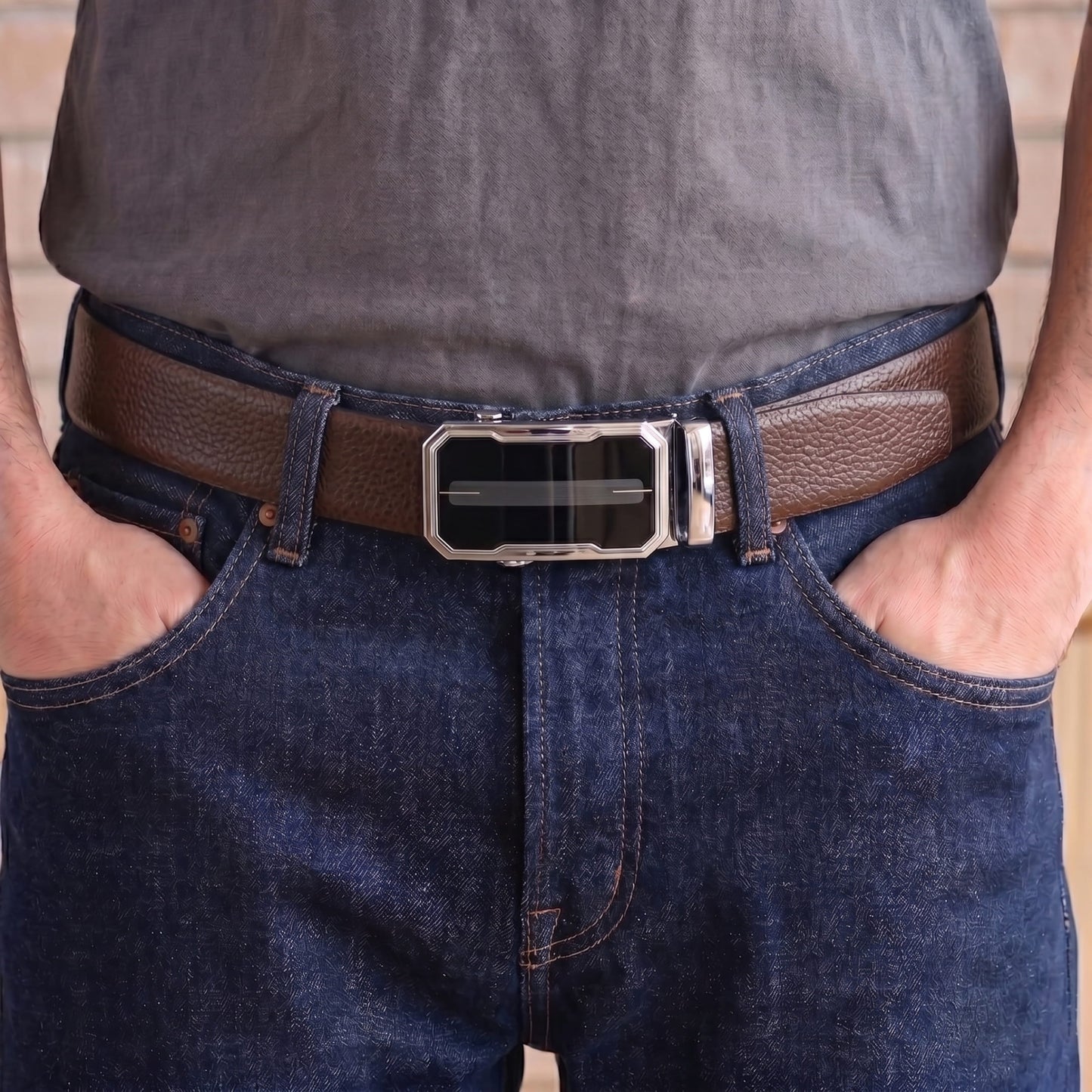 THE MEN THING Leather Belts Mens Genuine Leather Belt | 2 in 1 Reversible (Brown & Black) (1 Pc.) - LUXORIC - AVENZO
