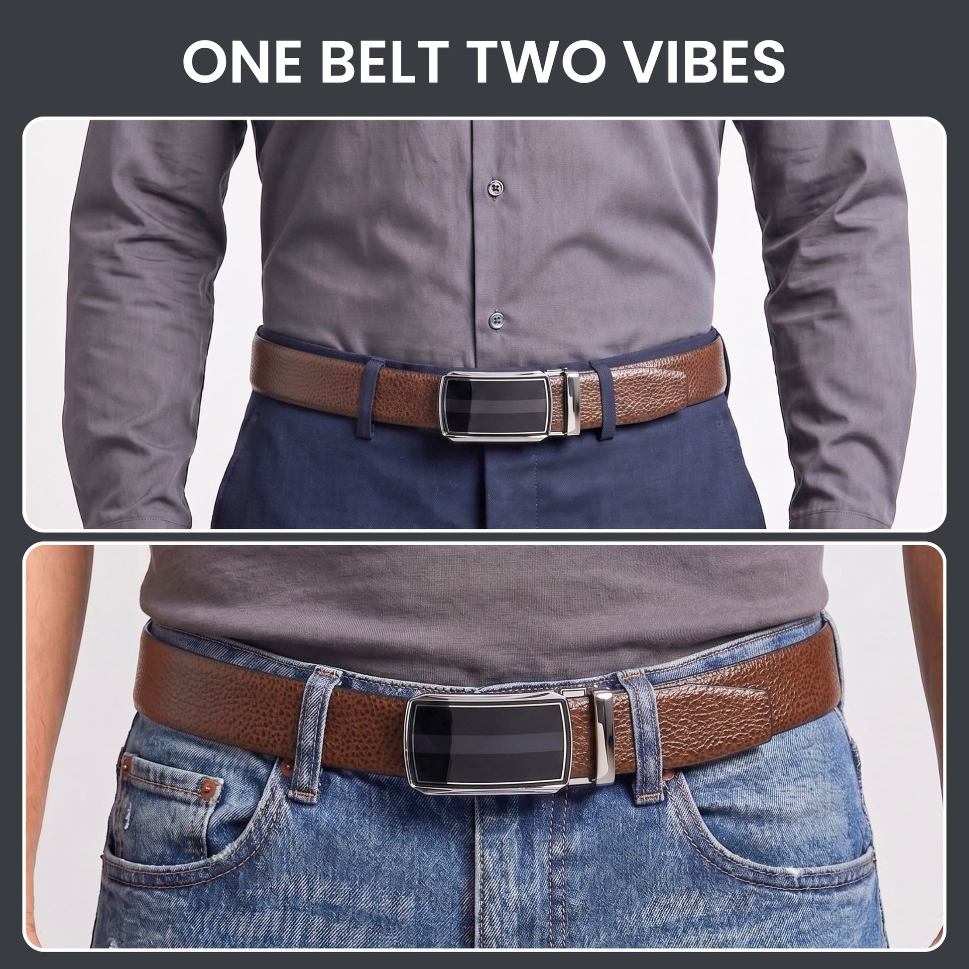 THE MEN THING Leather Belts Mens Genuine Leather Belt | 2 in 1 Reversible (Brown & Black) (1 Pc.) - LUXORIC - KLYNT